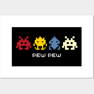 Pew Pew, vintage arcade coin op space invaders Posters and Art